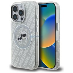 Case Karl Lagerfeld IML Glitter Karl & Choupette Heads Logo MagSafe for iPhone 16 Pro Max grey