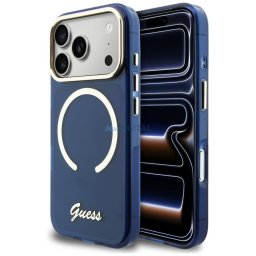 Case Guess IML Script Metal MagSafe for iPhone 17 Pro blue