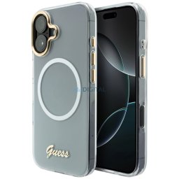 Case Guess IML Gradient Script Metal MagSafe for iPhone 17 white