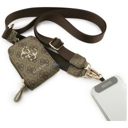 Universal lanyard with wallet Guess 4G Metal Logo brown