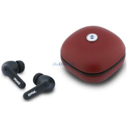 Headphones Bluetooth TWS BMW Leather Metal Logo ENC red