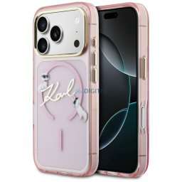 Case Karl Lagerfeld IML Choupettes Karl Script Logo MagSafe for iPhone 17 Pro pink