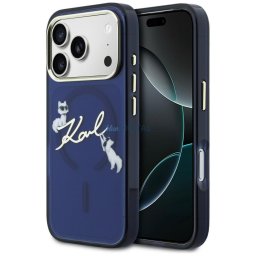 Case Karl Lagerfeld IML Choupettes Karl Script Logo MagSafe for iPhone 17 Pro blue