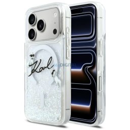 Case Karl Lagerfeld Liquid Glitter Karl Script Logo MagSafe for iPhone 17 Pro transparent