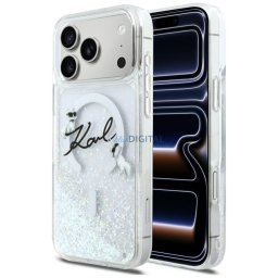 Case Karl Lagerfeld Liquid Glitter Karl Script Logo MagSafe for iPhone 17 Pro Max transparent