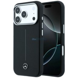 Case Mercedes Leather Semi Wrap Iconic Line MagSafe for iPhone 17 Pro Max black