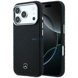 Case Mercedes Leather Semi Wrap Wood Effect MagSafe for iPhone 17 Pro black