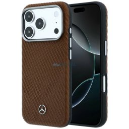 Case Mercedes Leather Semi Wrap Wood Effect MagSafe for iPhone 17 Pro camel