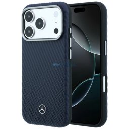 Case Mercedes Leather Semi Wrap Wood Effect MagSafe for iPhone 17 Pro Max navy