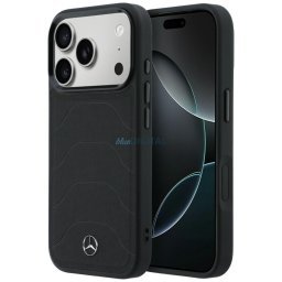 Case Mercedes Leather Mesh with Bow Line MagSafe for iPhone 17 Pro Max black