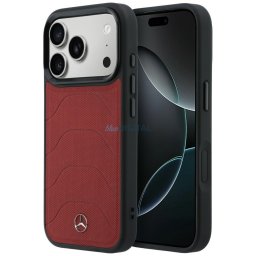 Case Mercedes Leather Mesh with Bow Line MagSafe for iPhone 17 Pro red