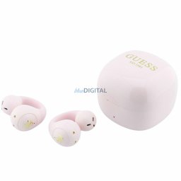 Earphone TWS Guess Script Metal Logo pink