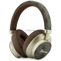 Headphones nauszne Guess Bluetooth ENC 4G Gold Script Metal brown