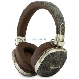 Headphones Guess Bluetooth ENC Metal 4G Script Logo brown