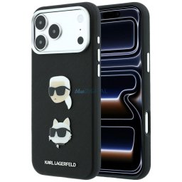 Case Karl Lagerfeld Saffiano with Karl & Choupette Heads Pins & Logo do iPhone 18 Pro Max/17 Pro Max