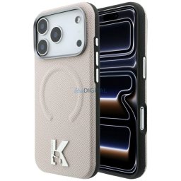 Case Karl Lagerfeld Grained Embossed Ring&Kameo Logo MagSafe for iPhone 18 Pro Max/17 Pro Max beige