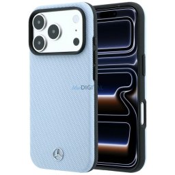 Case Mercedes Leather Semi Wrap Wood Effect MagSafe for iPhone 18 Pro Max / 17 Pro Max blue