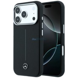 Case Mercedes Leather Semi Wrap Iconic Line MagSafe for iPhone 18 Pro Max / 17 Pro Max black