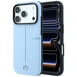 Case Mercedes Leather Semi Wrap Iconic Line MagSafe for iPhone 18 Pro / 17 Pro blue