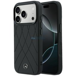 Case Mercedes Leather Crossed Lines MagSafe for iPhone 18 Pro /17 Pro black