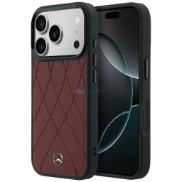 Case Mercedes Leather Crossed Lines MagSafe for iPhone 18 Pro Max / 17 Pro Max burgundy