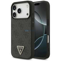Guess Leather 4G Triangle Strass MagSafe Case for iPhone 18 Pro / 17 Pro Black