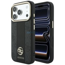 Case Guess 4G with Stripe Round and Classic Logos MagSafe for iPhone 18 Pro / iPhone 17 Pro black