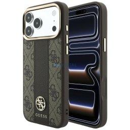 Case Guess 4G with Stripe Round and Classic Logos MagSafe for iPhone 18 Pro / iPhone 17 Pro brown