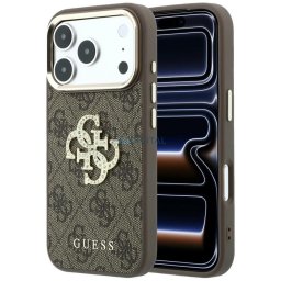 Case Guess 4G & Big Strass Logo for iPhone 18 Pro / iPhone 17 Pro Brown