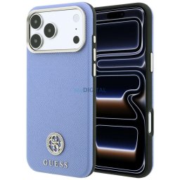 Case Guess Grained Round Strass Logo MagSafe for iPhone 18 Pro / 17 Pro blue