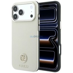 Guess Grained Round Strass Logo MagSafe Case for iPhone 18 Pro Max / 17 Pro Max - Beige