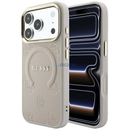 Case Guess Saffiano Peony & Ring MagSafe for iPhone 18 Pro / 17 Pro pink