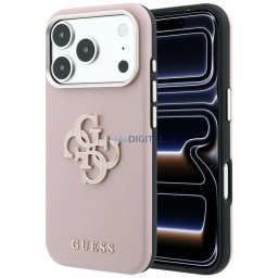 Guess Grained & Big Resin Logo Case for iPhone 18 Pro / 17 Pro - Pink