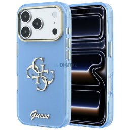 Guess IML 4G Script Metal Case for iPhone 18 Pro Max / 17 Pro Max Light Blue