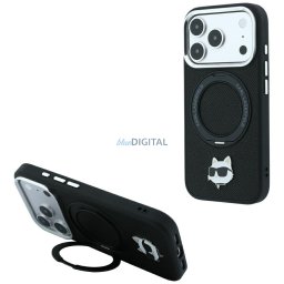 Case Karl Lagerfeld with Ring Stand 360 Choupette Head Pin MagSafe for iPhone 18 Pro / 17 Pro Black