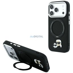 Case Karl Lagerfeld with Ring Stand 360 Karl & Choupette Heads Pin MagSafe for iPhone 18 Pro / 17 Pr