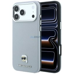 Case Karl Lagerfeld Grained Karl Head Metal MagSafe for iPhone 18 Pro Max / 17 Pro Max Gray