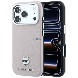 Case Karl Lagerfeld Grained Choupette Head Metal MagSafe for iPhone 18 Pro Max / 17 Pro Max Pink