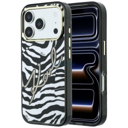 Case Karl Lagerfeld IML Signature Zebra Glitter MagSafe for iPhone 18 Pro / 17 Pro Gold