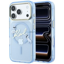 Case Karl Lagerfeld Script Logo MagSafe for iPhone 18 Pro / 17 Pro light blue
