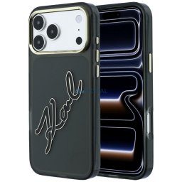 Case Karl Lagerfeld IML Big Signature Resin Metal Frame for iPhone 18 Pro / 17 Pro black