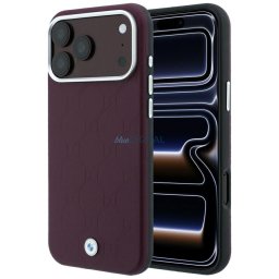 BMW Sign Deboss Quilted Metal Logo MagSafe Case for iPhone 18 Pro / 17 Pro Burgundy