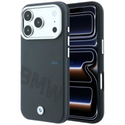 Case BMW Sign Inclined Deboss Letters MagSafe for iPhone 18 Pro Max / 17 Pro Max grey