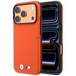 Case BMW M Quadrille Kevlar Metal Logo MagSafe for iPhone 18 Pro / 17 Pro orange