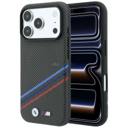 BMW M Quadrille Kevlar Print Tricolor Lines & Metal Logo MagSafe Case for iPhone 18 Pro Max / 17 Pro