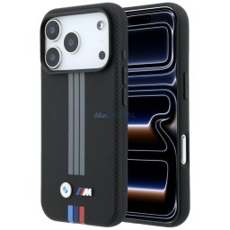 Case BMW M Quadrille Kevlar Anthracite & Tricolor Print Lines MagSafe for iPhone 18 Pro / 17 Pro