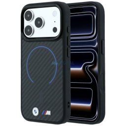 BMW M Kevlar Blue Print Ring Metal Logo MagSafe Case for iPhone 18 Pro Max / 17 Pro Max Black