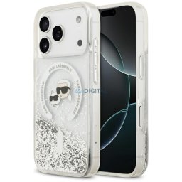 Case Karl Lagerfeld Liquid Glitter Karl&Choupette Heads MagSafe for iPhone 18 Pro/17 Pro transparent