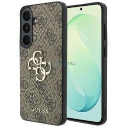 Guess Leather 4G Metal Logo Case for Samsung Galaxy S26 FE Brown