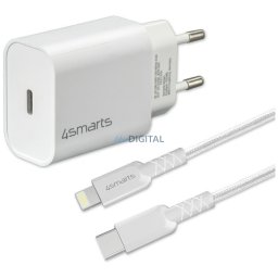 4smarts VoltPlug 20W PD USB-C wall charger with USB-C to Lightning cable white
